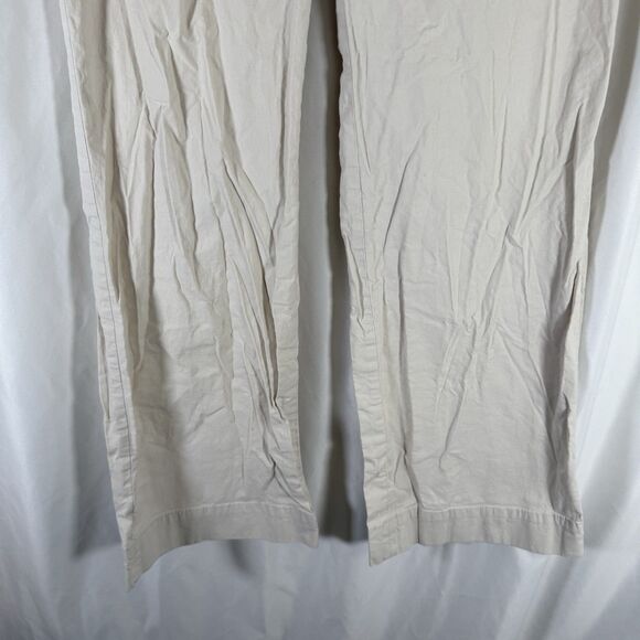 J. Crew Pants Women's 27 Beige Cotton Linen Blend Mid Rise Button Zip - Picture 3 of 8